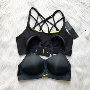 Nike & Steve Madden Black & Neon Green Sports Bras, 34C & S